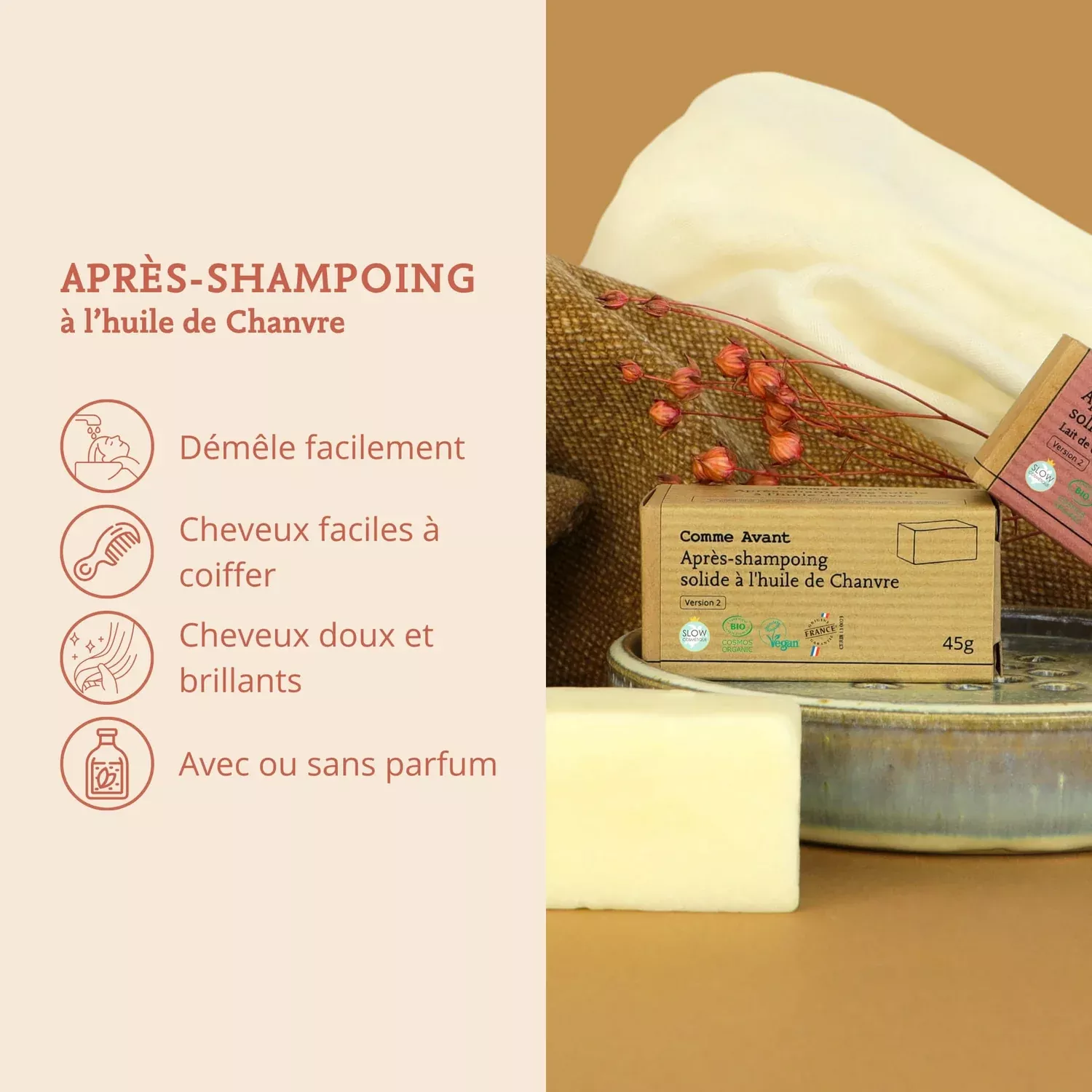 Après-shampoing solide : Figue & lait de coco - 45g