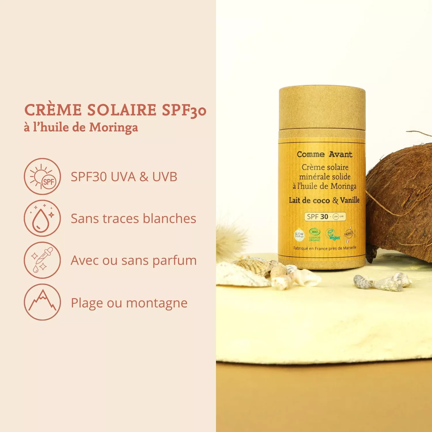 Crème solaire SPF30 - Lait de coco & Vanille