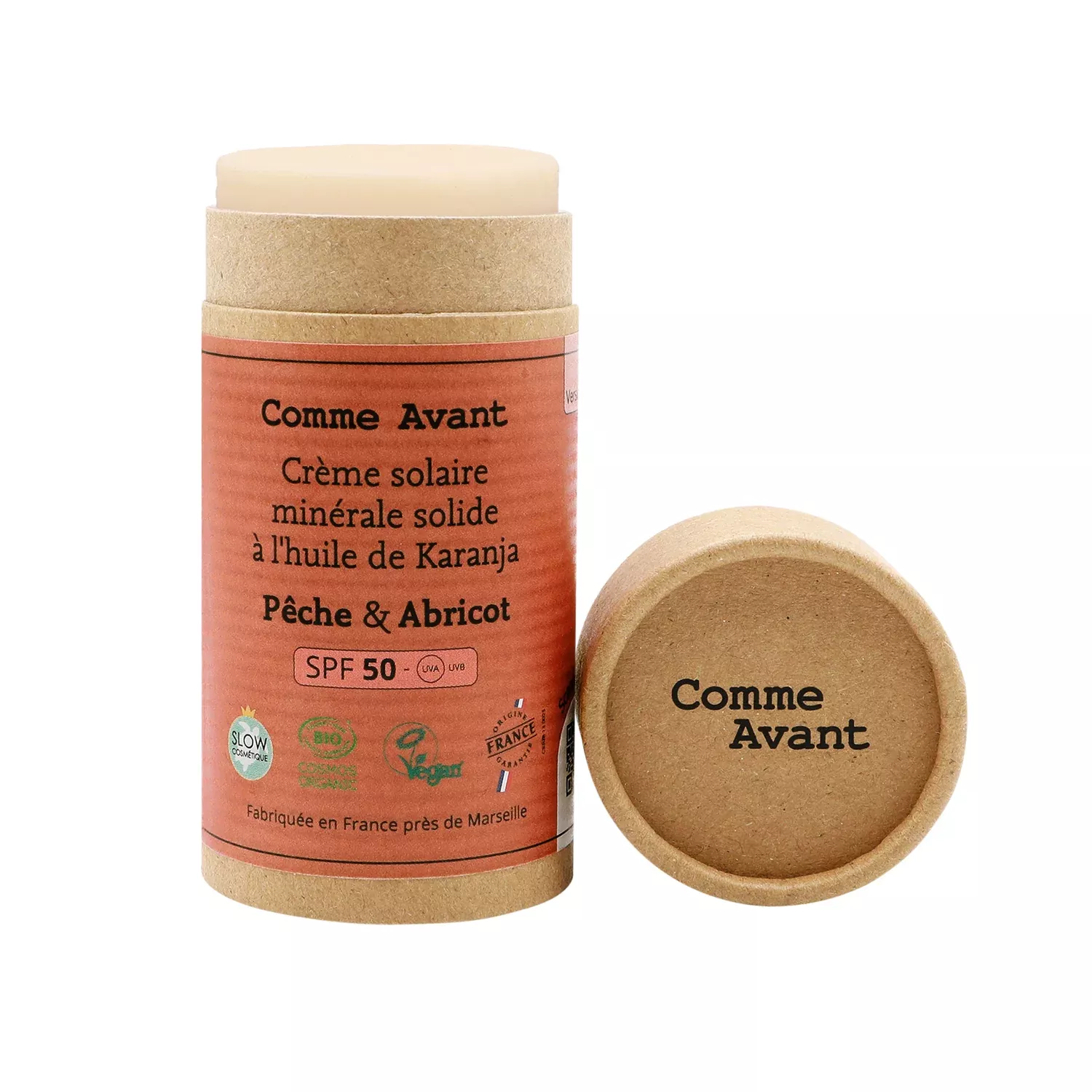 Crème solaire solide SPF 50 - Pêche & Abricot - 80g