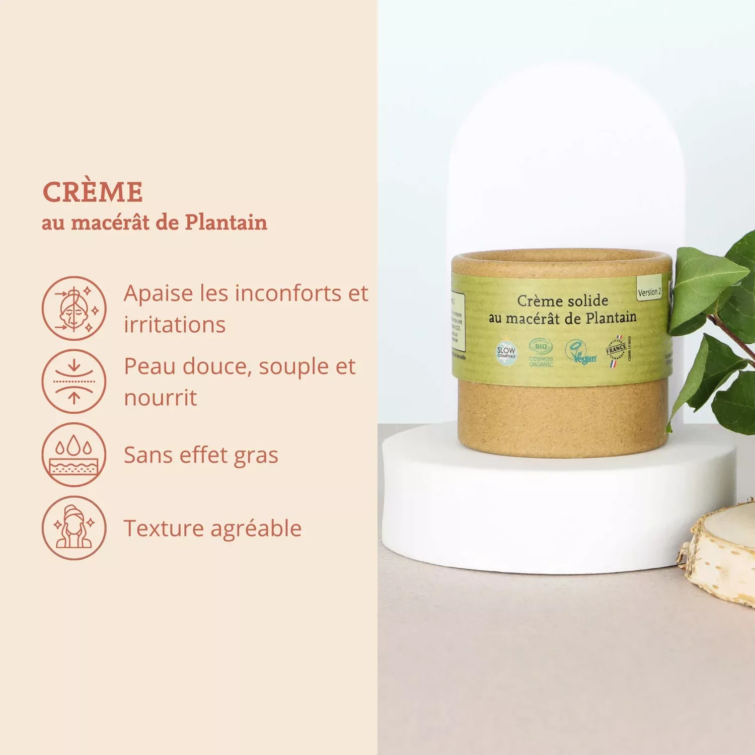 Crème solide au macérât de Plantain - 50g