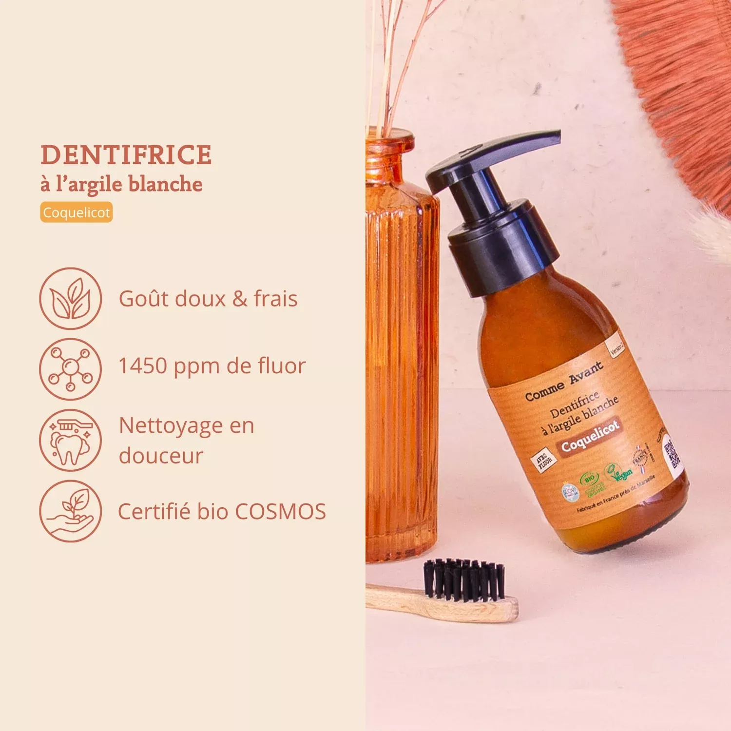 Dentifrice à l'argile blanche - Coquelicot - 90ml