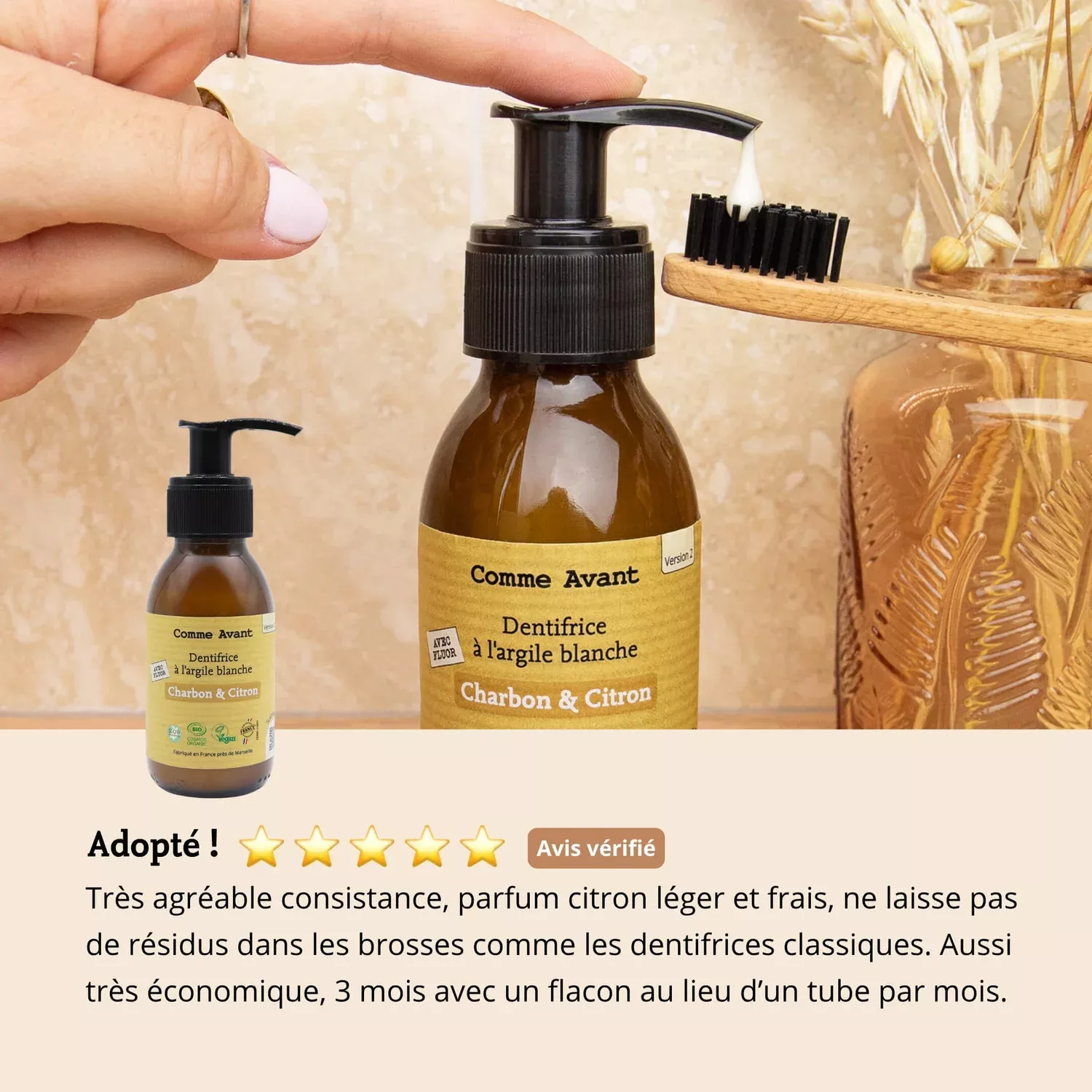 Dentifrice à l'argile blanche - Charbon & Citron - 90ml