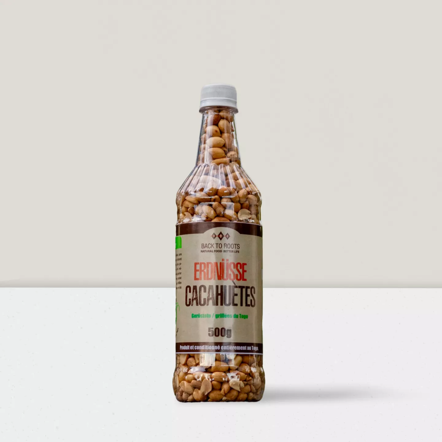 Cacahuètes bouteille 500g grillées légèrement salées