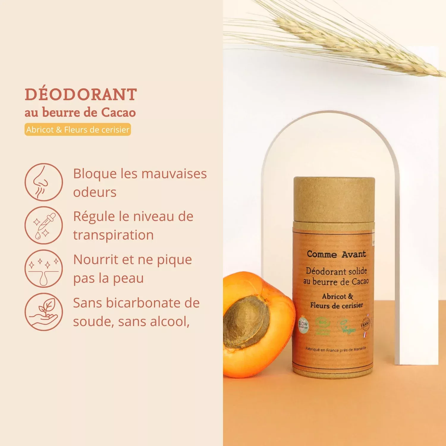 Déodorant solide - Abricot & fleurs de cerisier - 60g