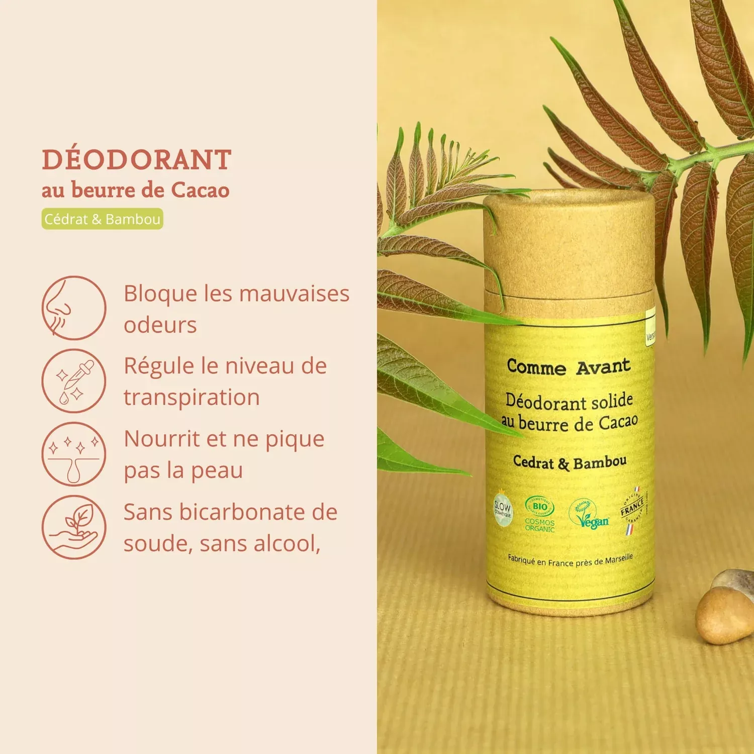 Déodorant solide - Cédrat et bambou - 60g