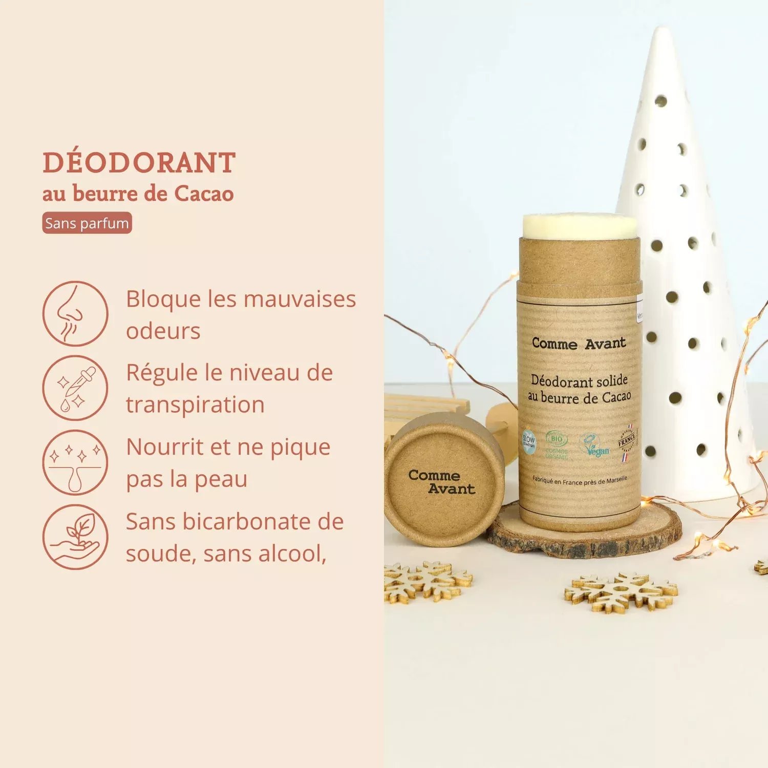 Déodorant solide - Beurre de cacao (brut) - 50g