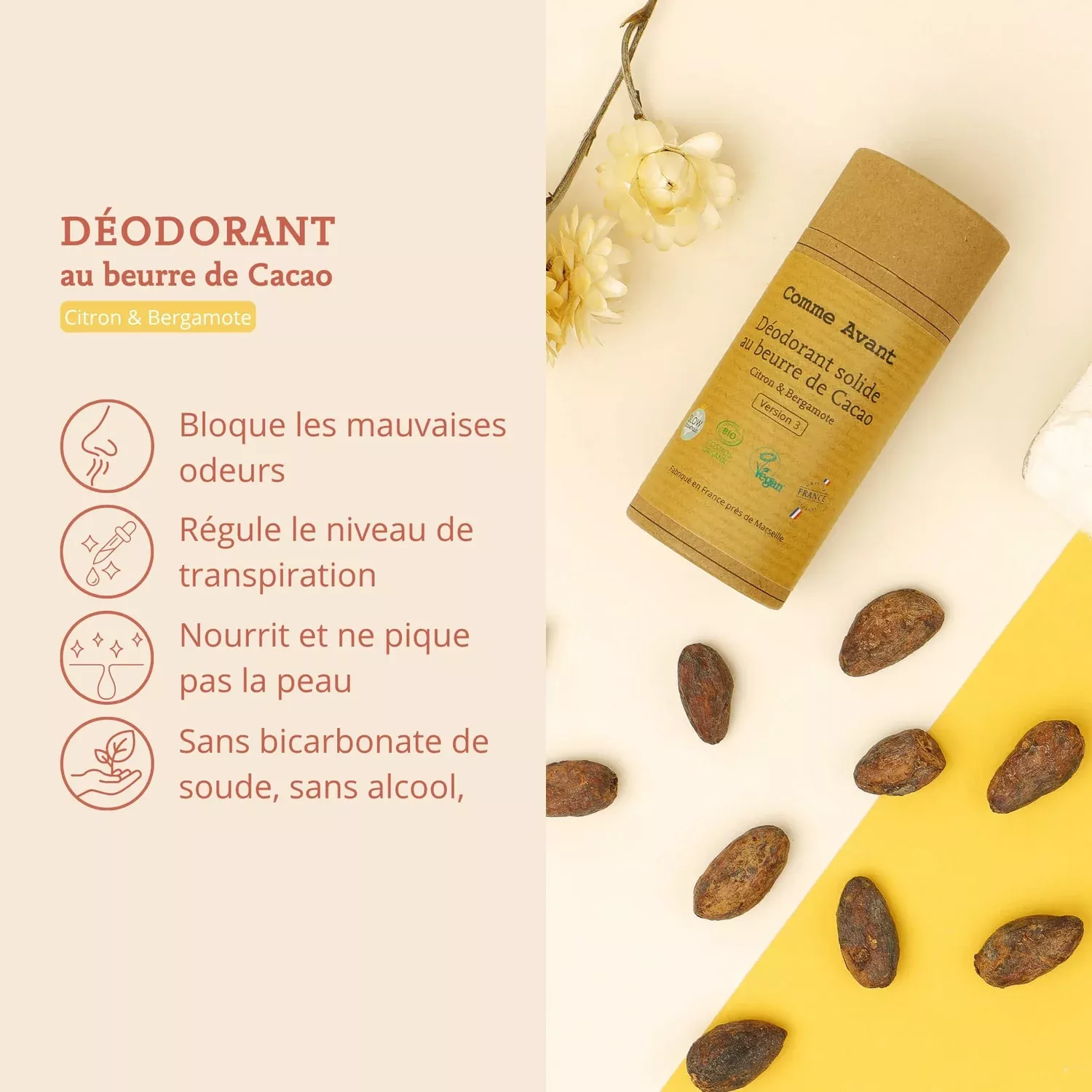 Déodorant solide - Citron & bergamotte - 60g