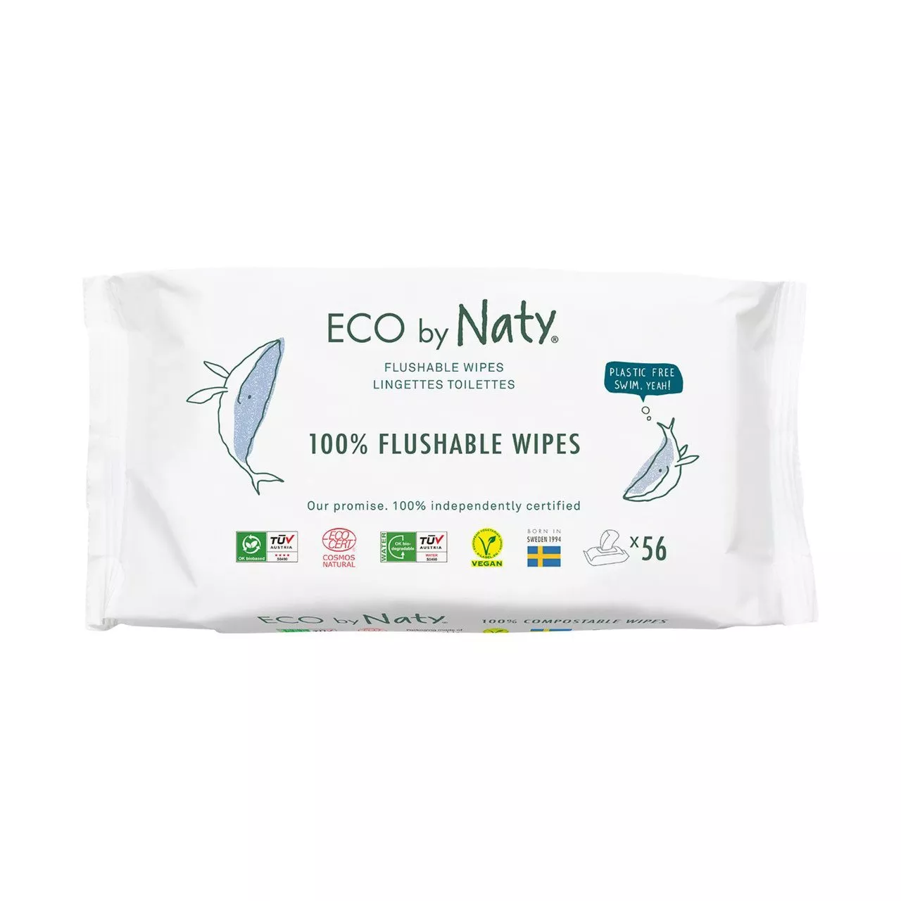 Lingettes toilettes baby & adultes sans plastique (56 wipes)