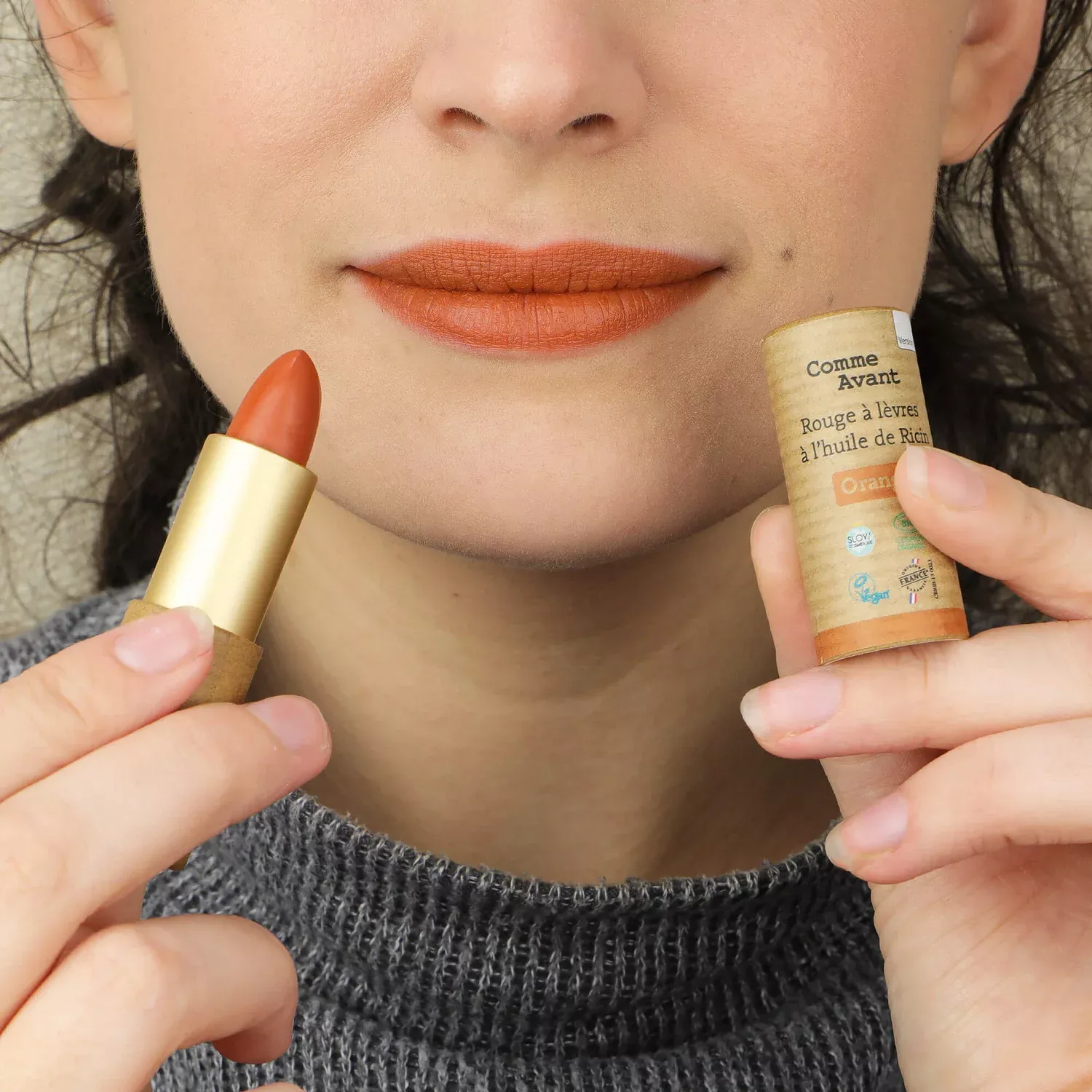 Rouge à lèvres à l'huile de ricin - Orange Ambré - 4g