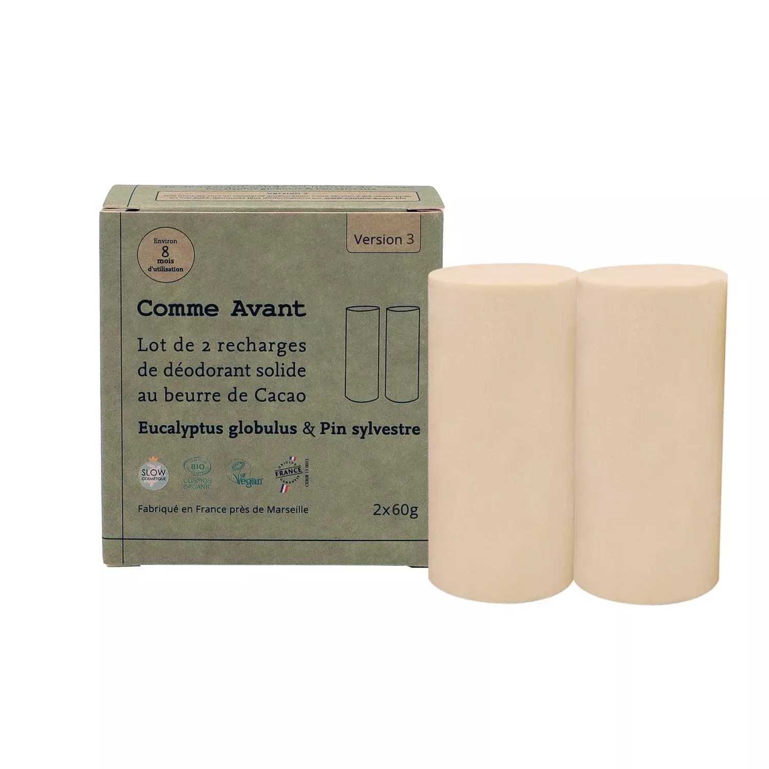 Lot de 2 recharges déodorant - Eucalyptus & Pin Sylvestre - 2x60g