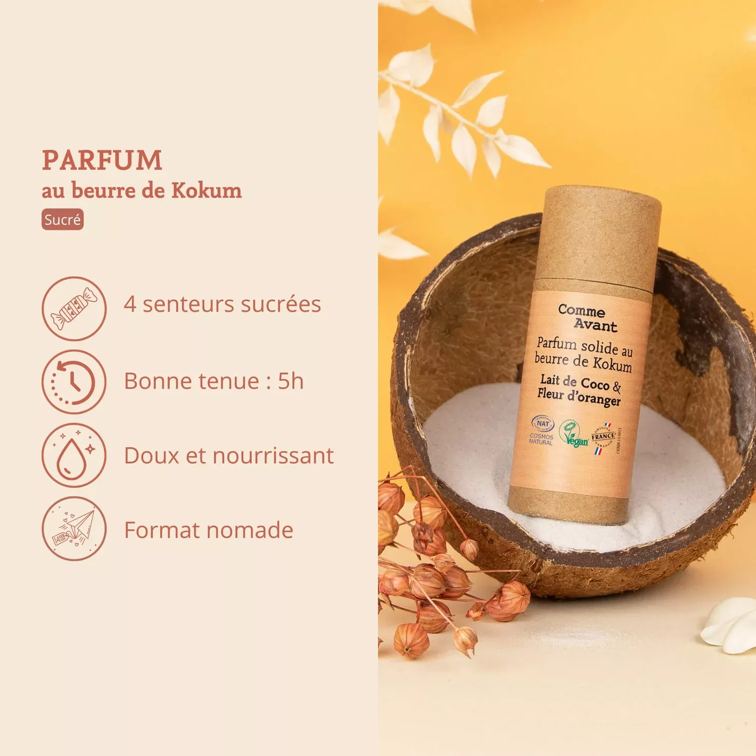 Parfum solide - Lait de coco & Fleur d'oranger - 20g