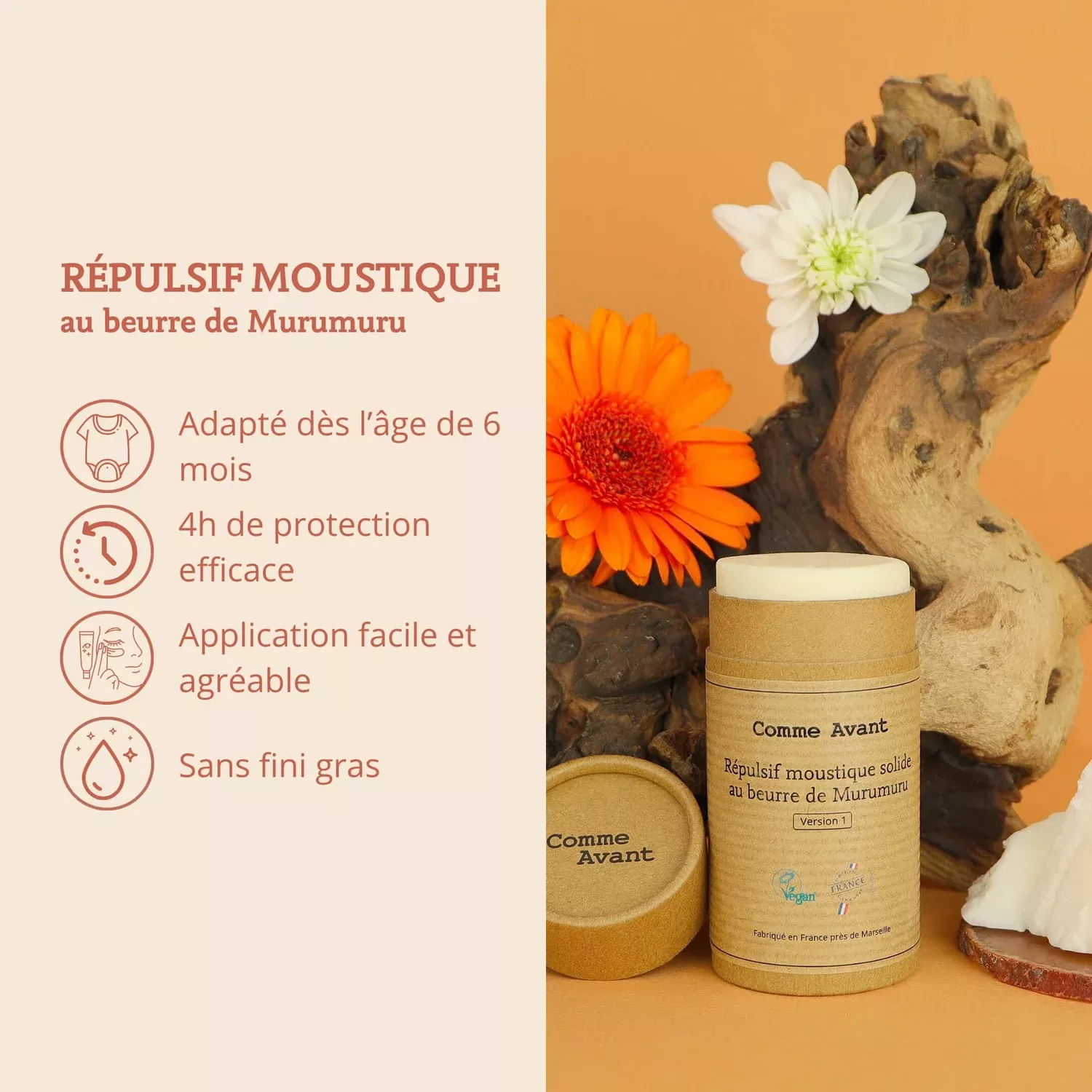 Répulsif anti-moustique au beurre de Murumuru - 80g