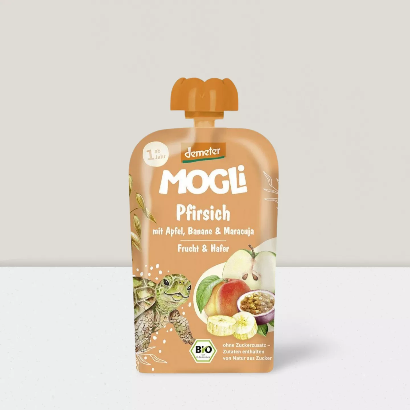 Compote de pomme, pêche, banane et fruit de la passion - 100gr