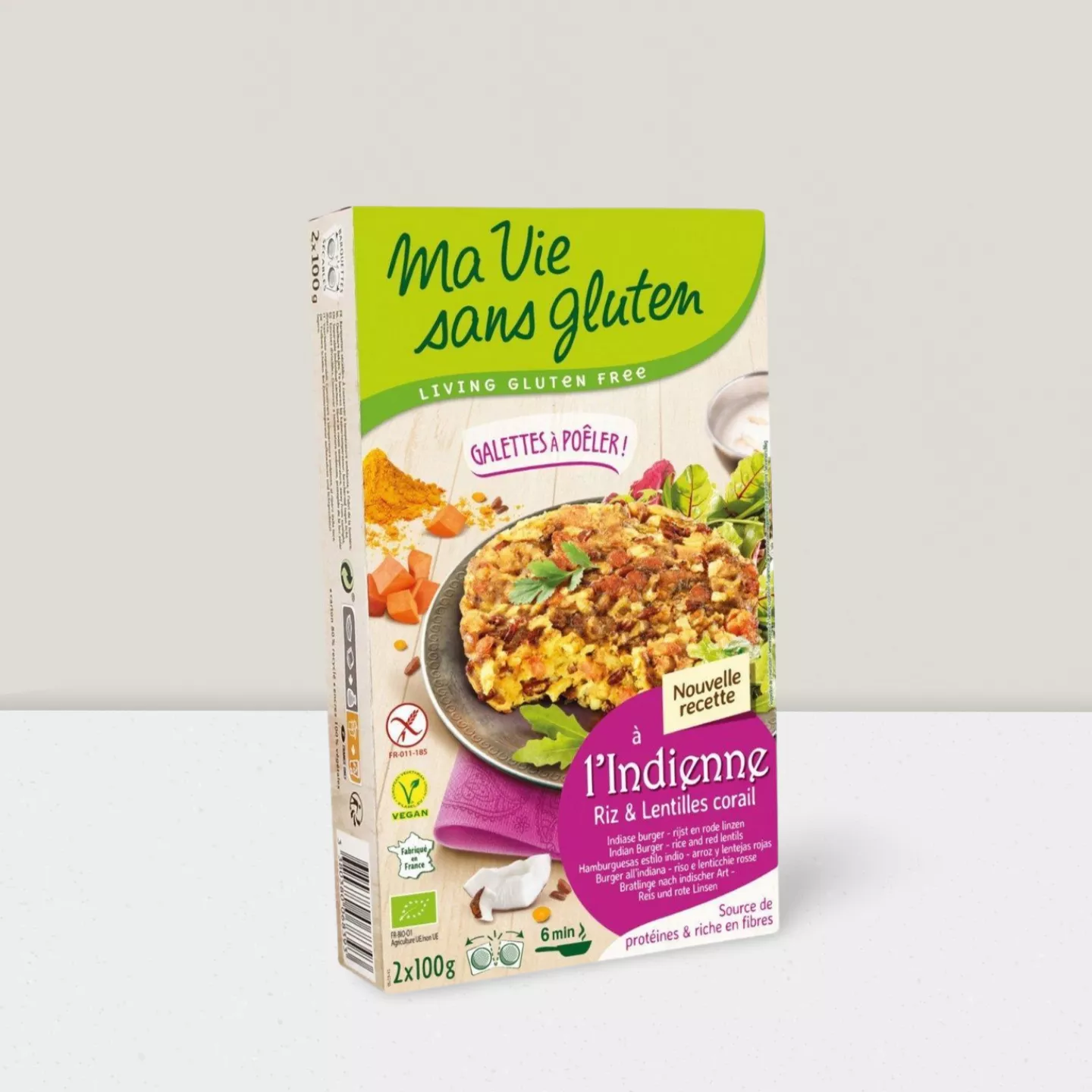 Gal. a poêler indienne  2x100g ss glut.