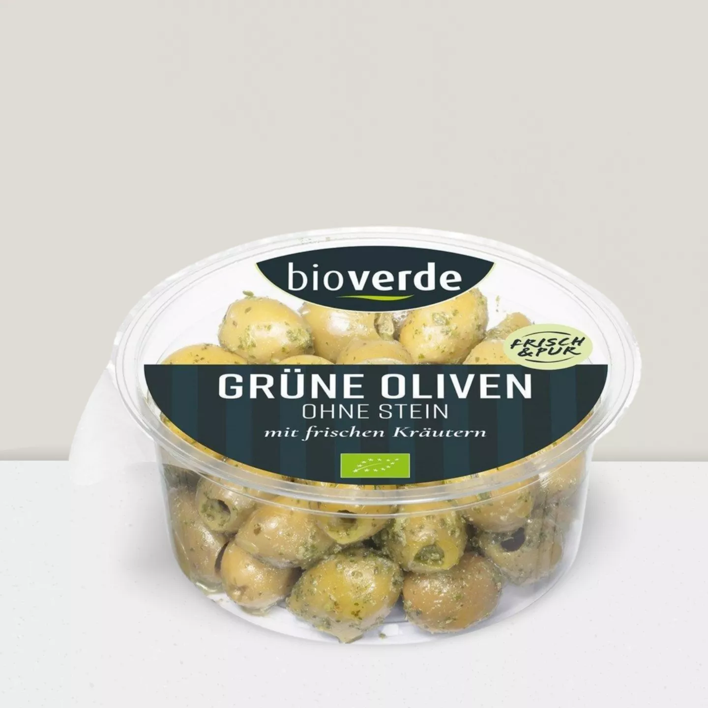 Olives vertes dénoyautées aux herbes - bac 150gr