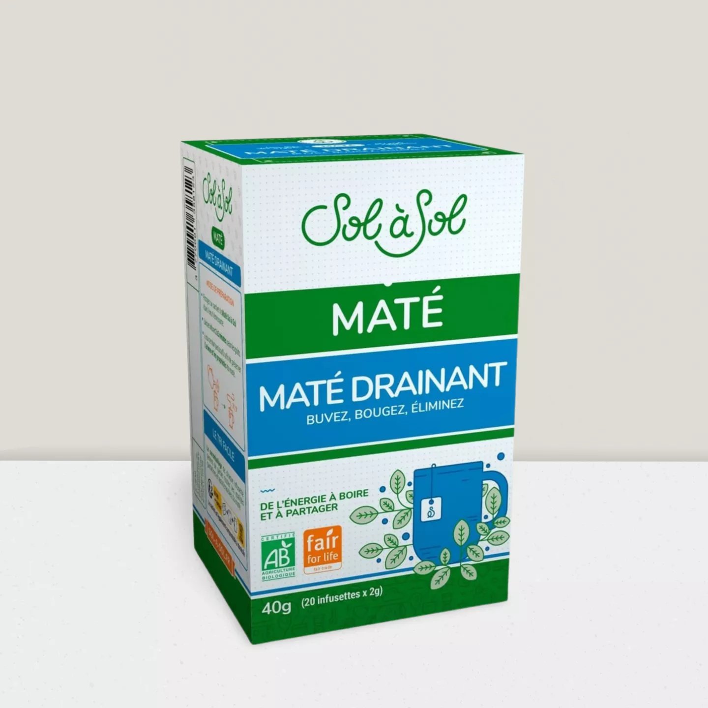 Maté Drainant Thé-vert et Citron - 20 infusettes