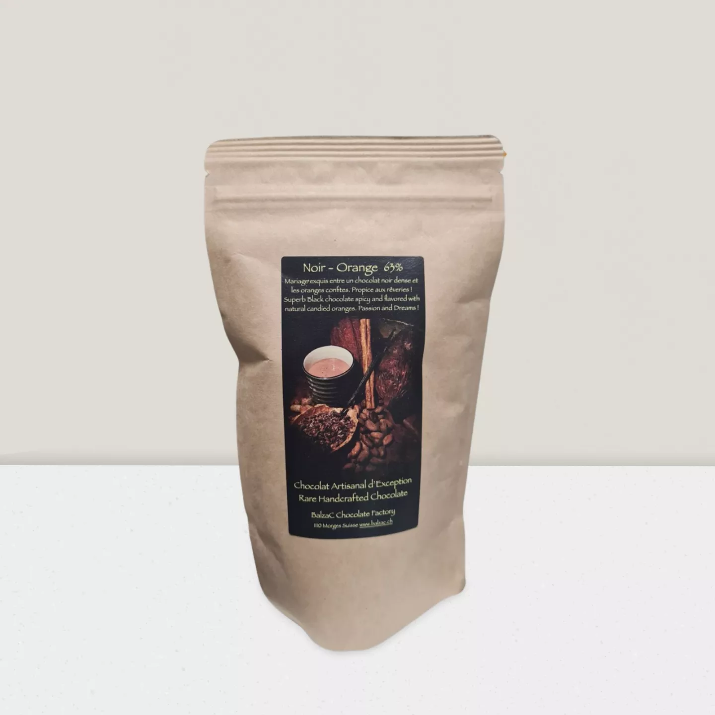 Chocolat chaud - Noir Orange 63% 250gr