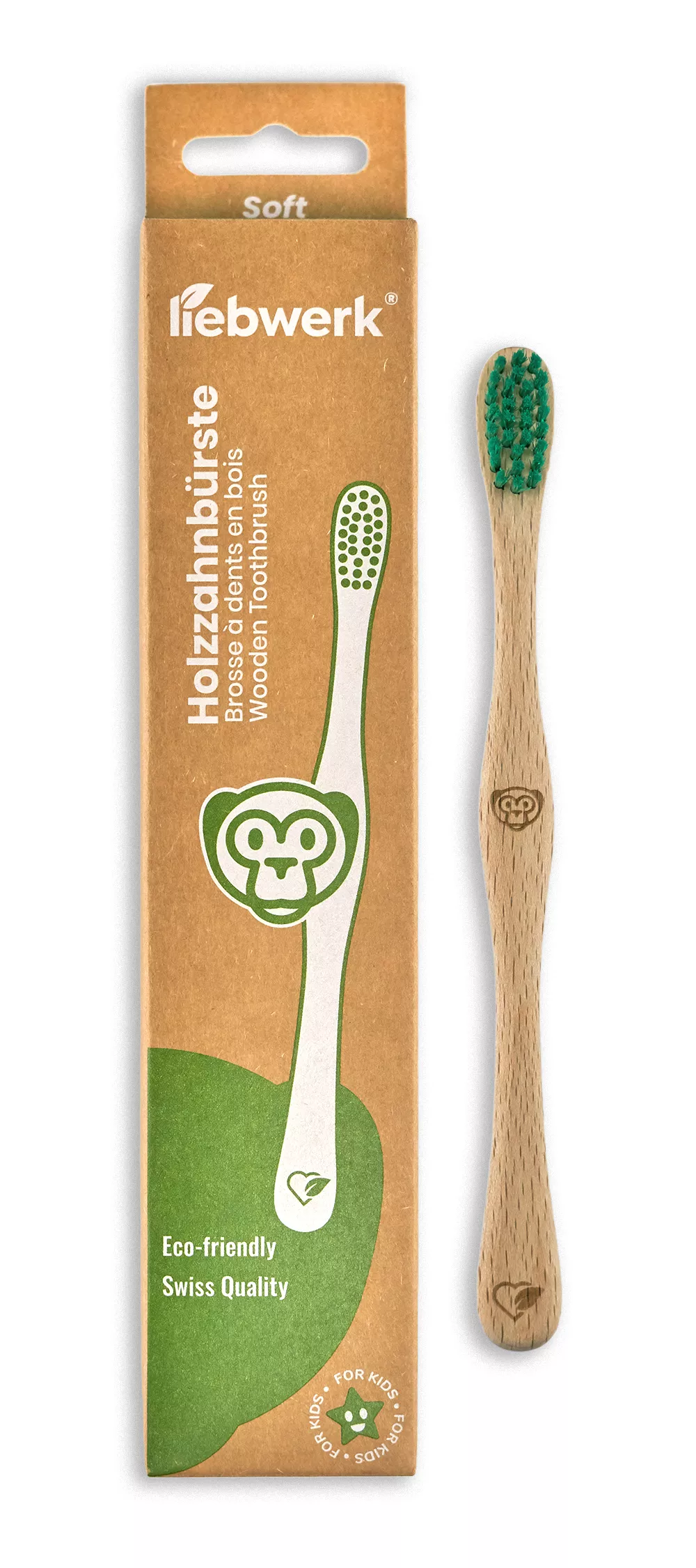 Brosse à dents bois de hêtre Suisse - KIDS