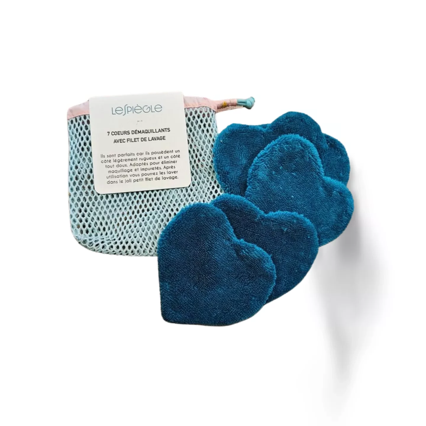 Coeurs démaquillants avec filet de lavage