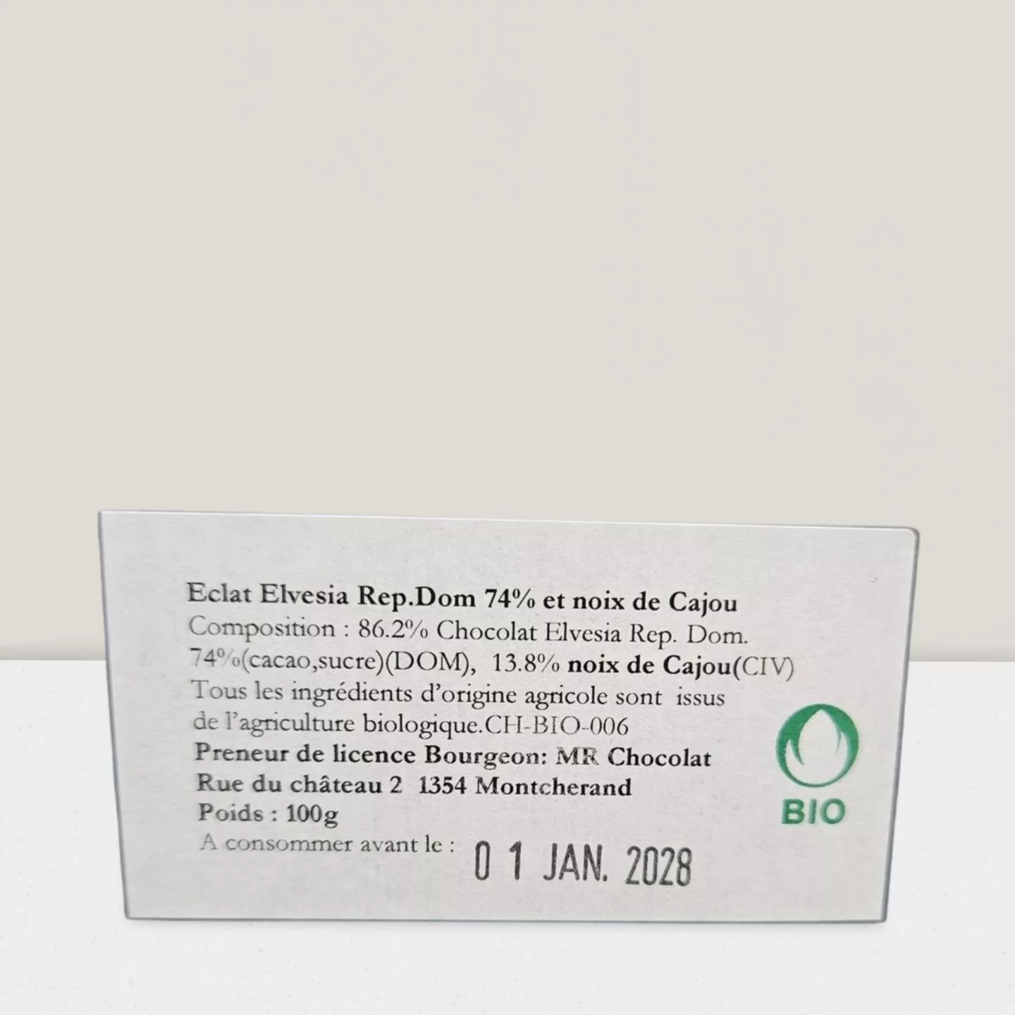 Chocolat - Eclat grand cru 74% noix de cajou grillée 100g BIO