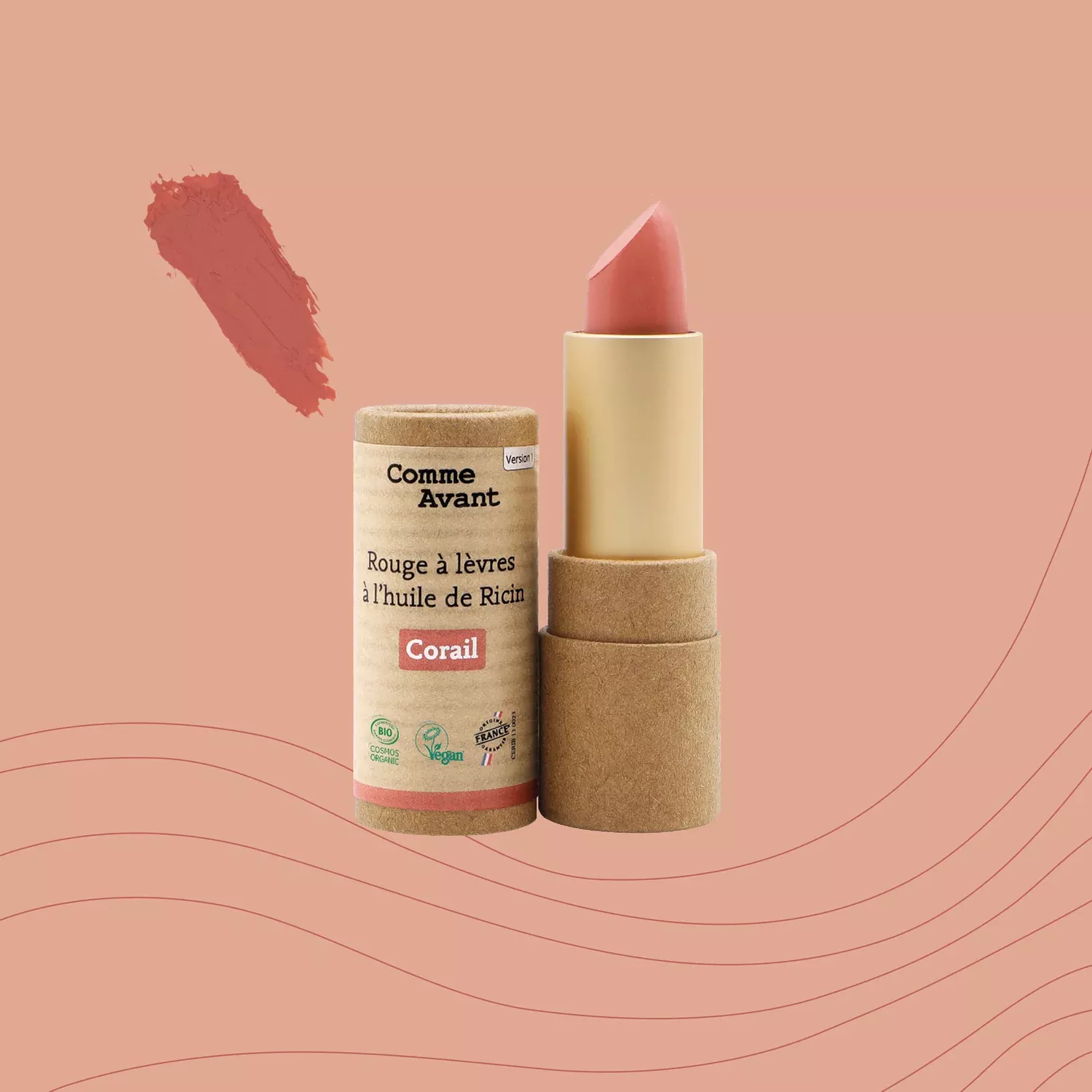 Rouge à lèvre Corail à l'huile de ricin 4gr