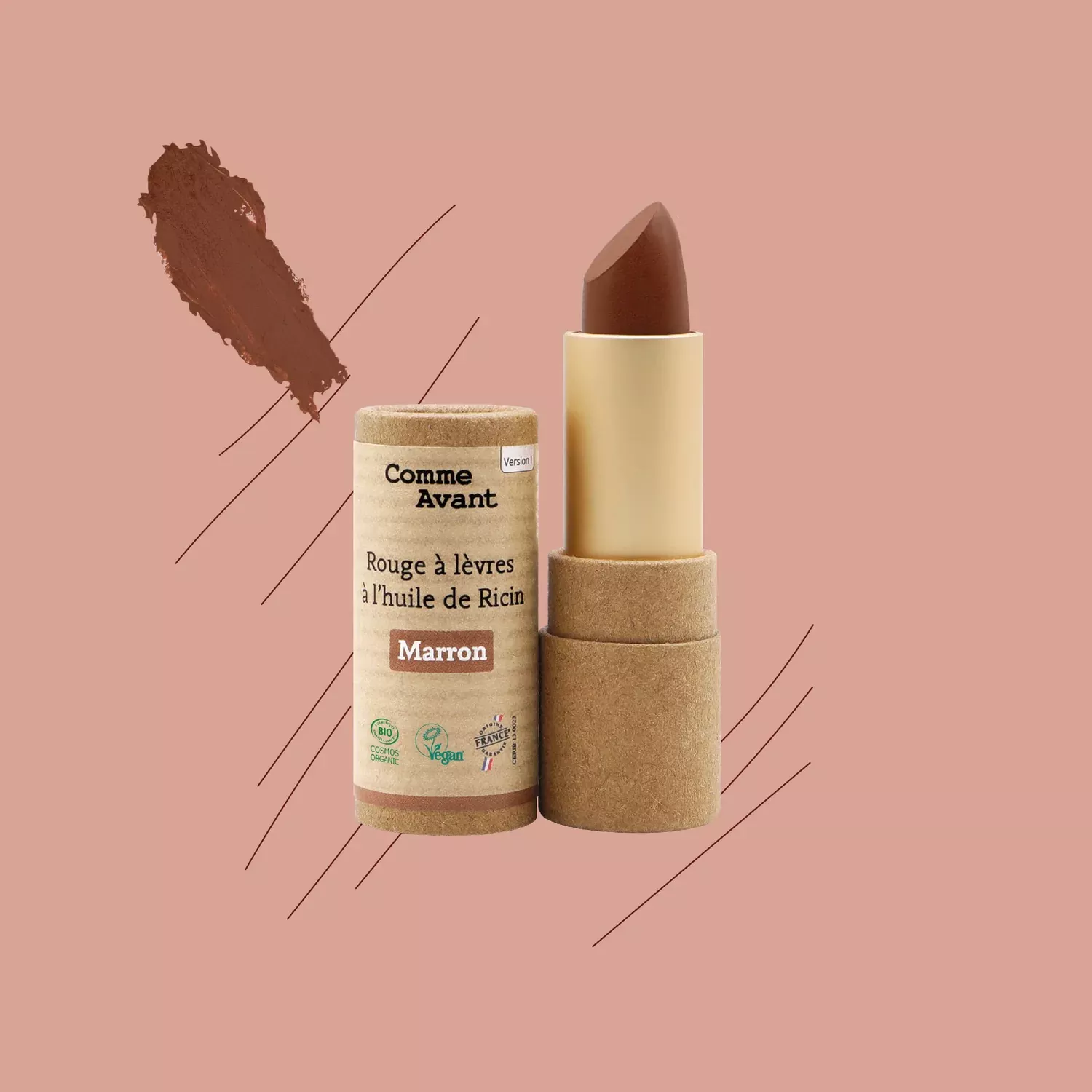 Rouge à lèvre Marron à l'huile de ricin 4gr