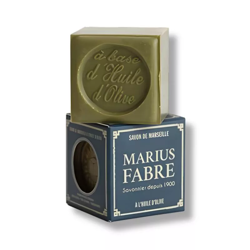 Savon de Marseille VERT Brut 200 g à l'huile d'olive dans un étui NATURE Corps & Chx
