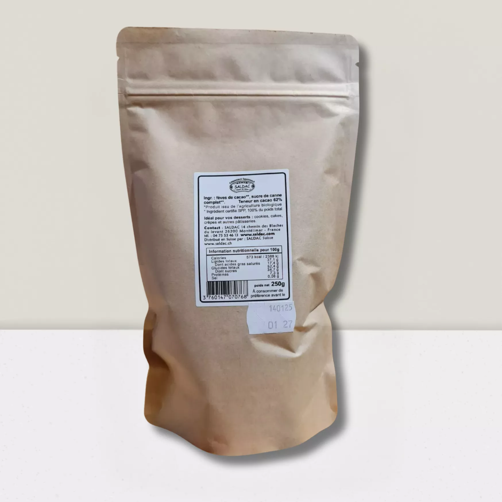 Pépites de chocolat noir 62 % - mini-gouttes - 250gr