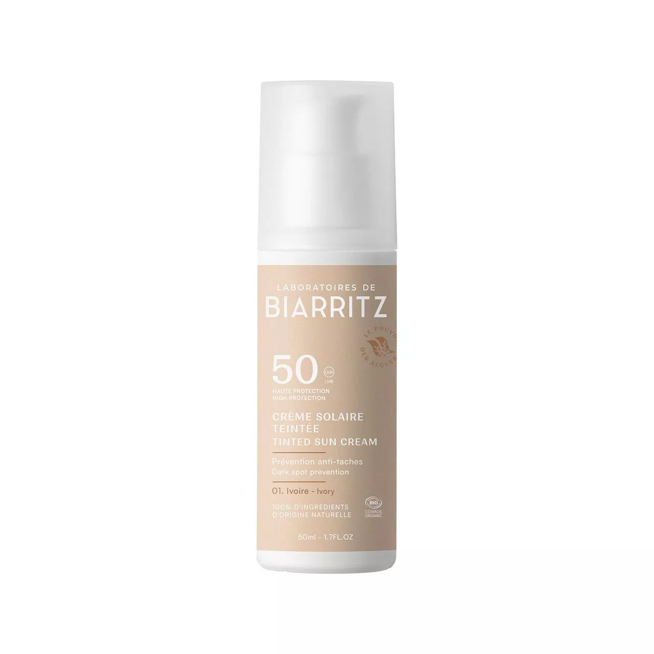 Crème solaire visage teintée SPF 50 - Ivoire - 50ml