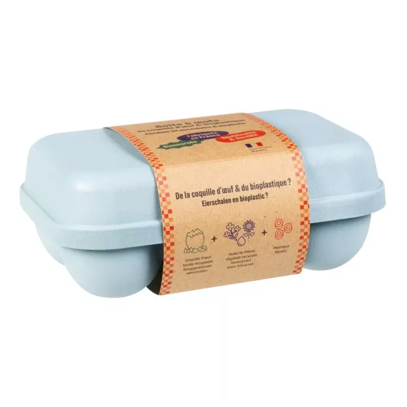Boîte à 6 oeufs en coquille d'oeuf - bleu