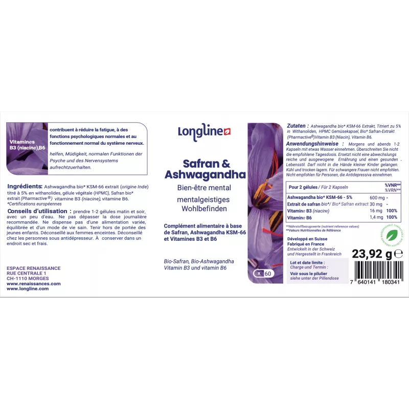 Safran & Ashwagandha - 60 gélules